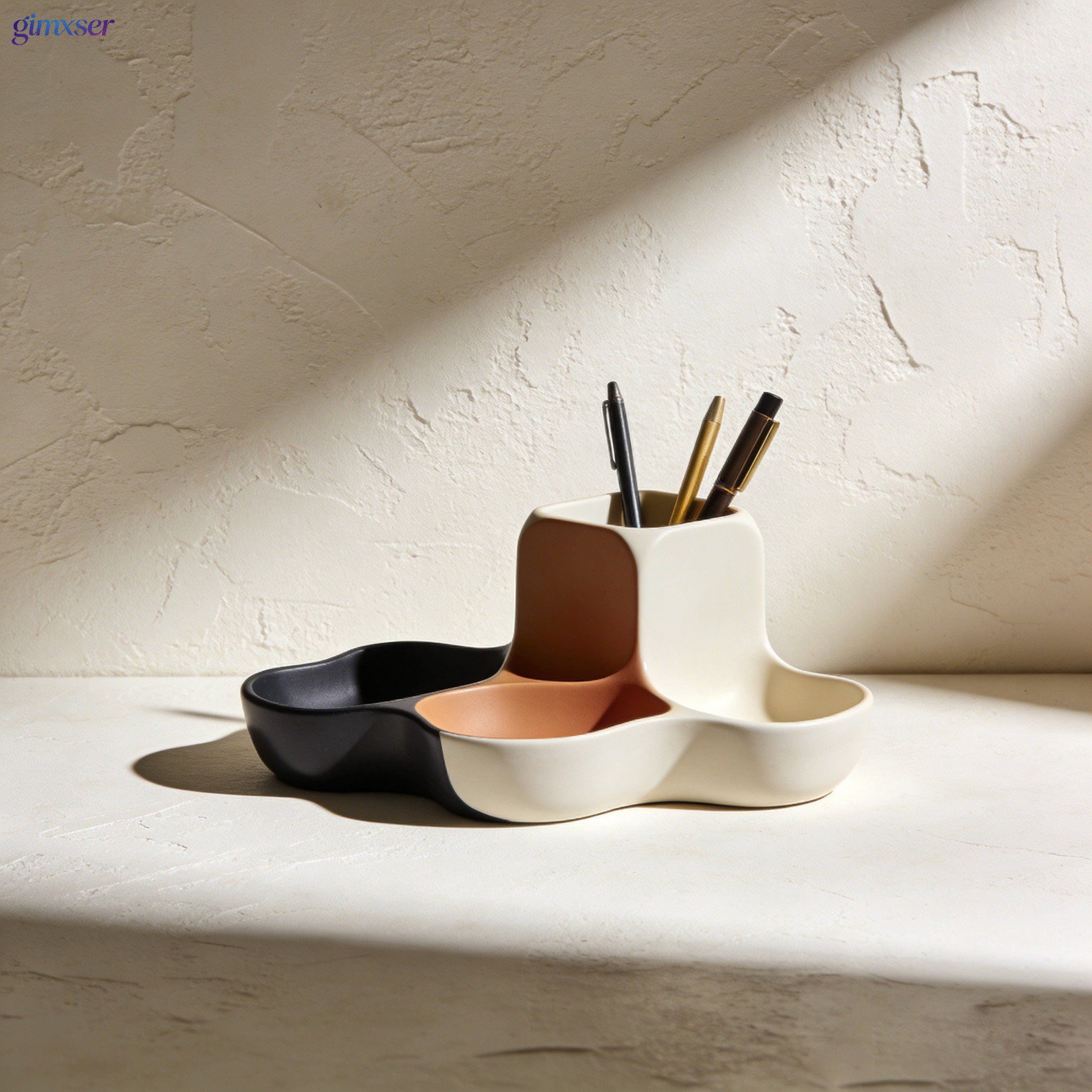 Stationery organizing and storage tray on office desk