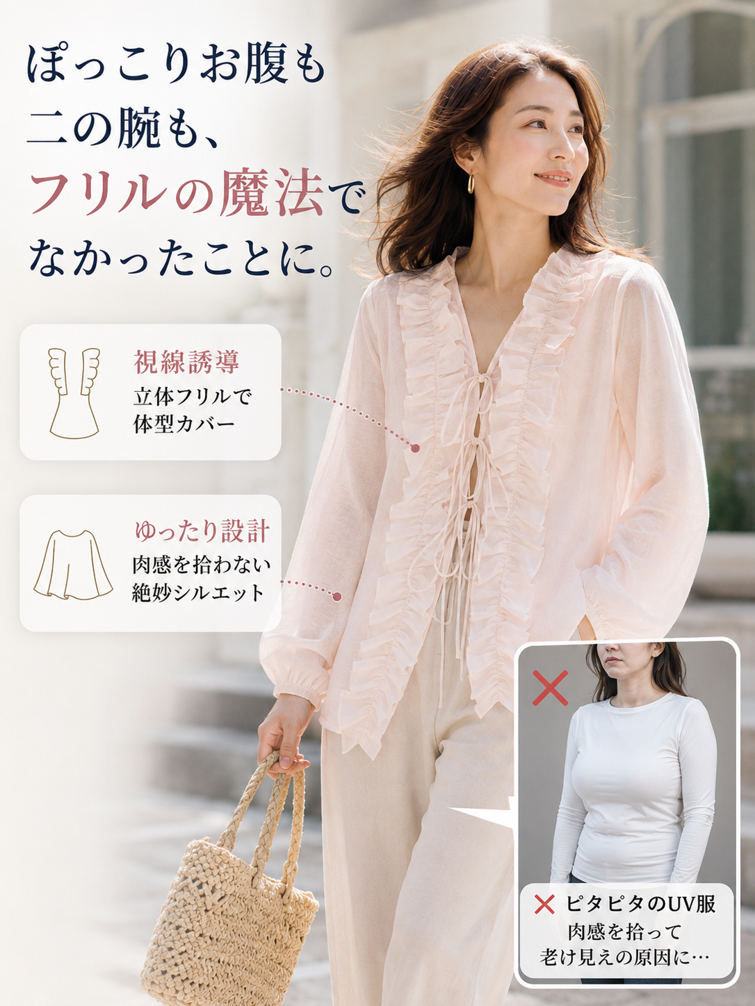 Monolly 累計12万枚突破・清楚系超軽量フリルシャツ | 今年の夏の大本命