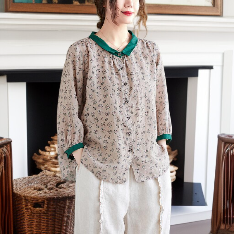 여름 여성 프린트 셔츠 전체 이미지