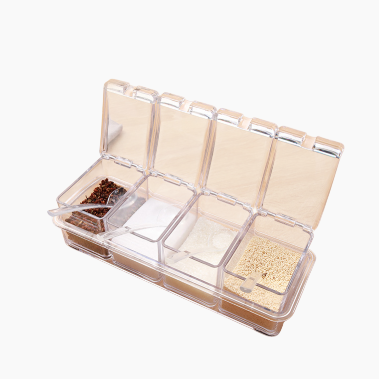 분리형 양념병 세트 주방용품 4종세트 투명 뚜껑 양념통 스푼 양념통