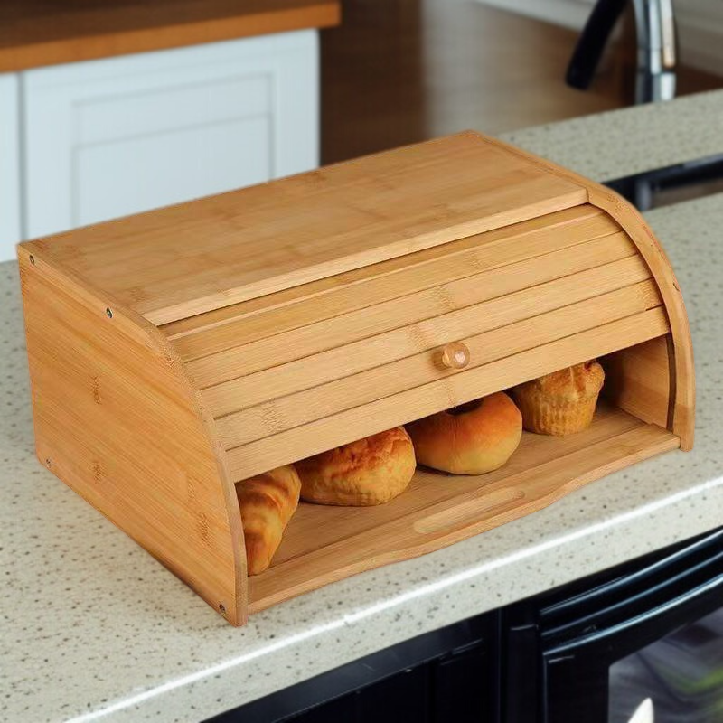 Haushalt Bambus-Brotkasten im japanischen Stil, mehrschichtige Holz-Brotaufbewahrung