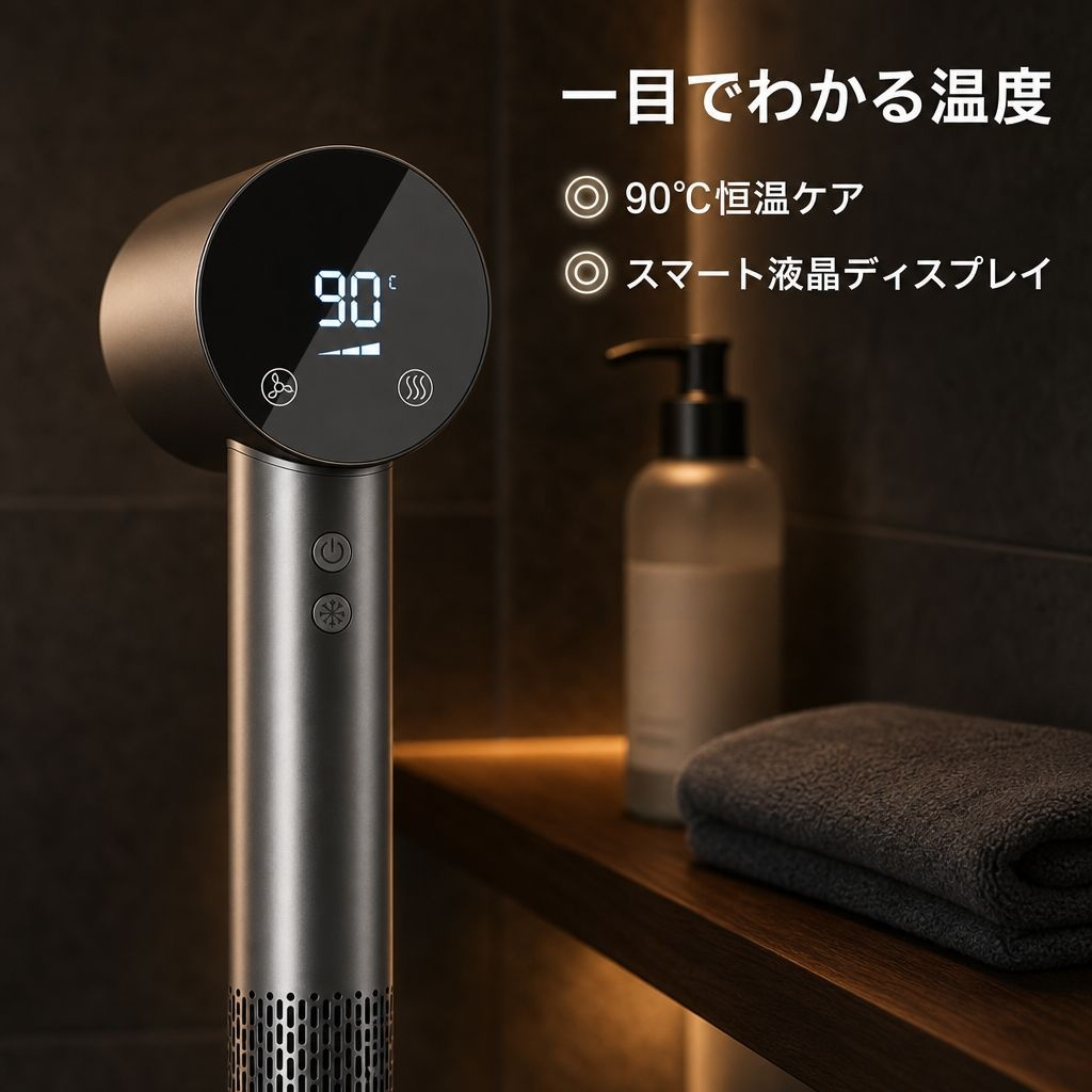 スマート温度表示大風量ヘアドライヤー