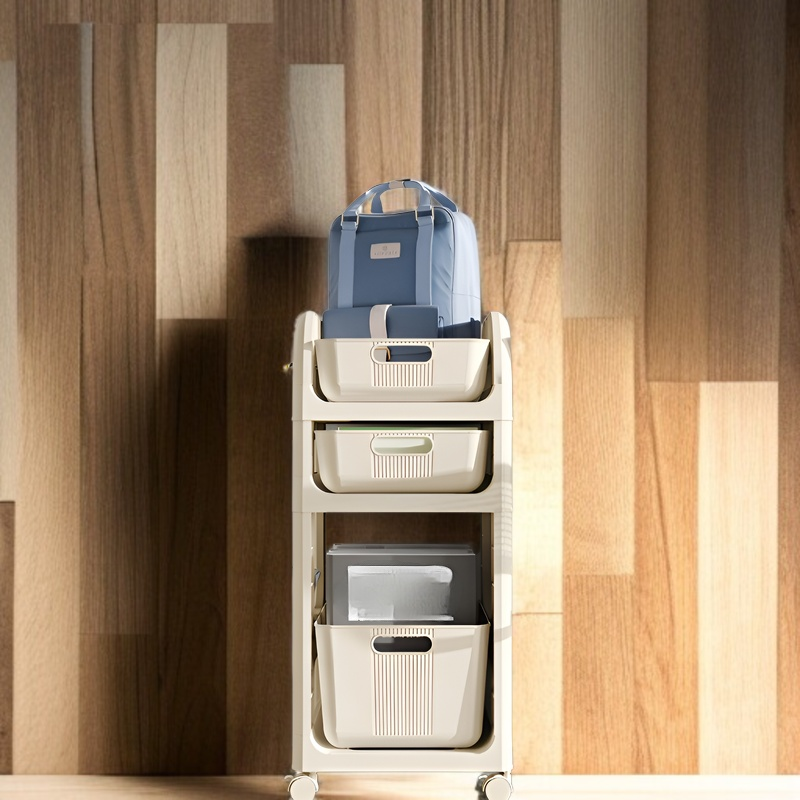 キャスター付きテーブル下可動式トロリーラック寮文具本収納ラックオフィス雑貨収納ラック