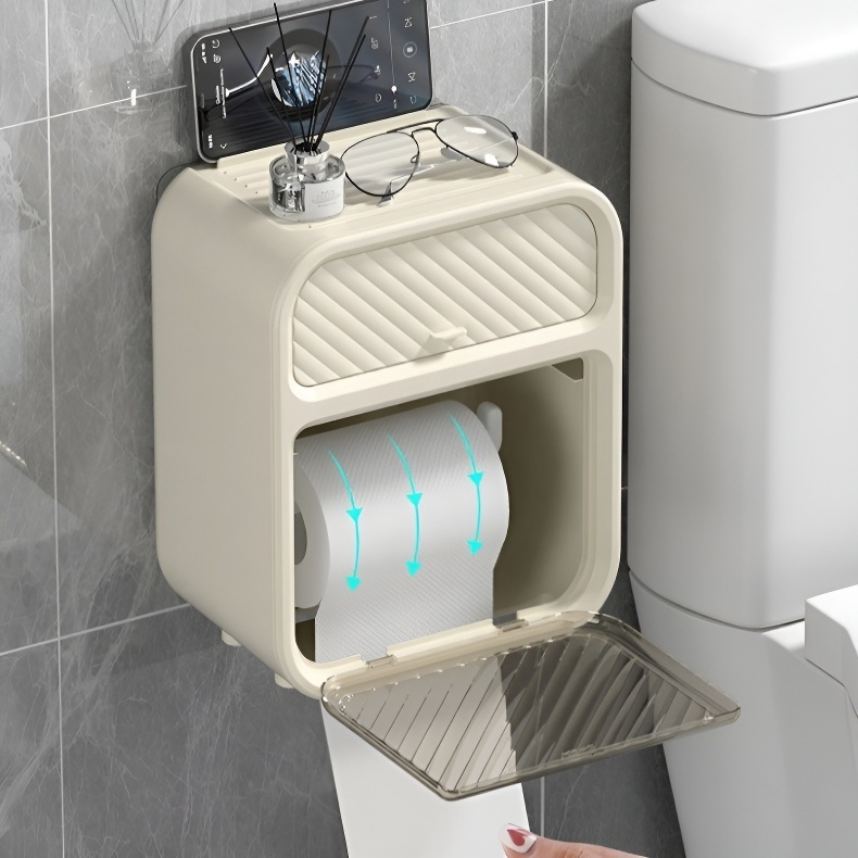 화장실 방수 벽걸이 휴지통 롤지 펀치프리 화장실 휴지통 선반 화장실 롤지 케이스