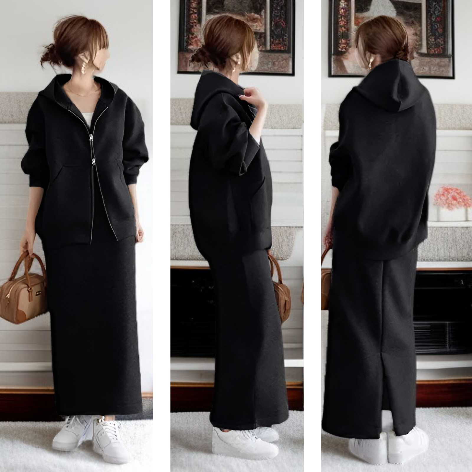 人気急上昇！レディースパーカー＆スカートセット おしゃれカジュアル2点セット