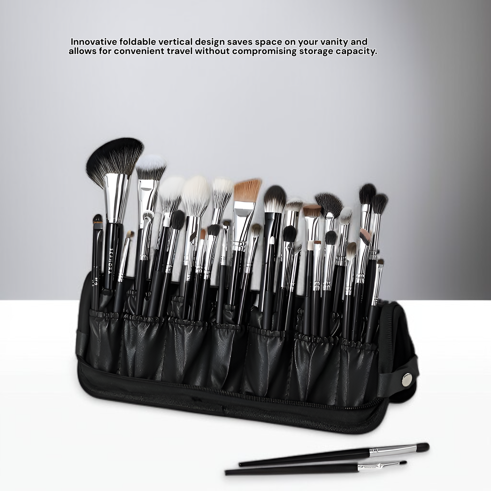 Large Capacity Vertical Foldable Makeup Brush Bag
