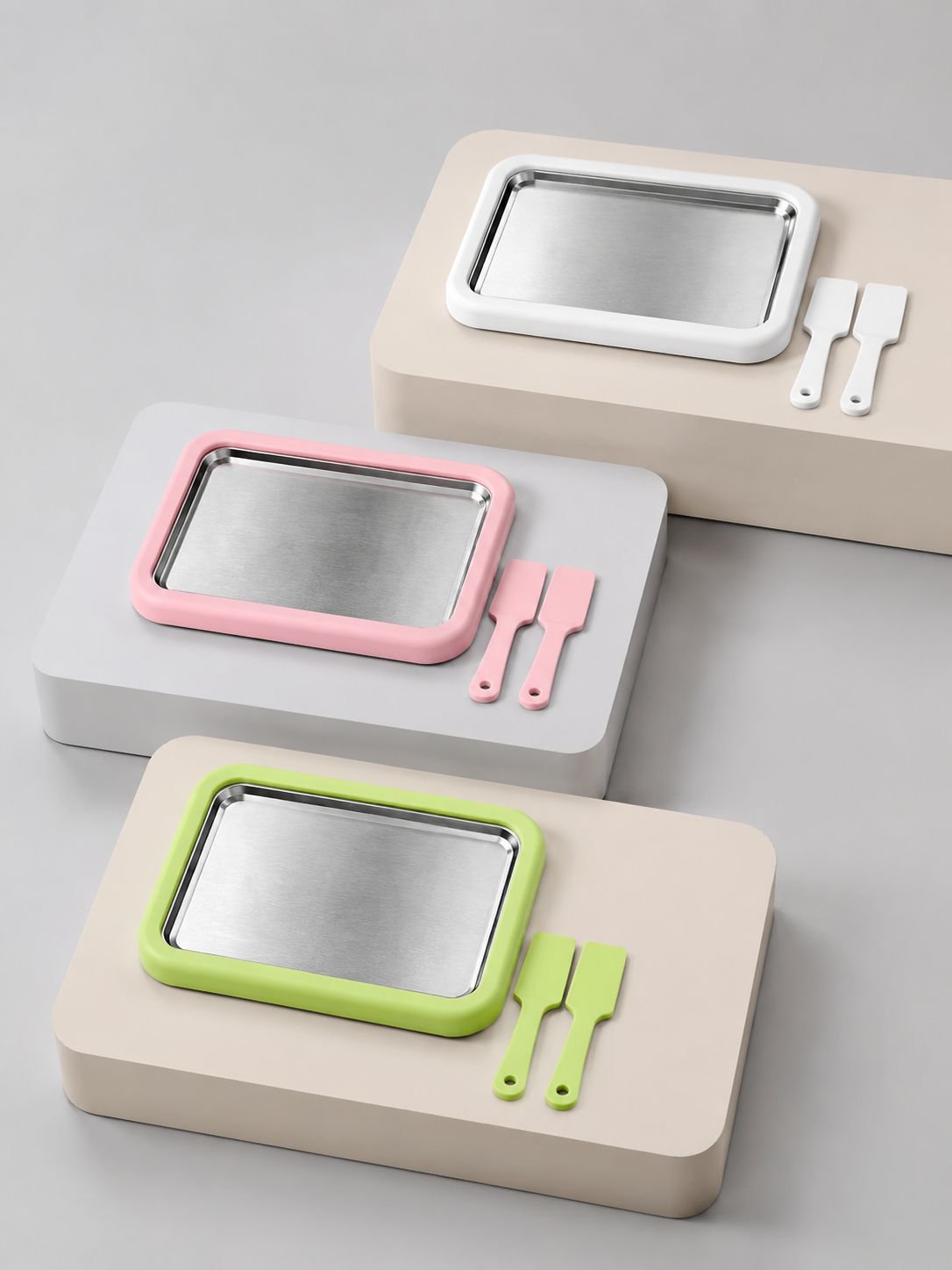 Edelstahl-Eisroll-Pfanne mit vertieftem Design für den Hausgebrauch