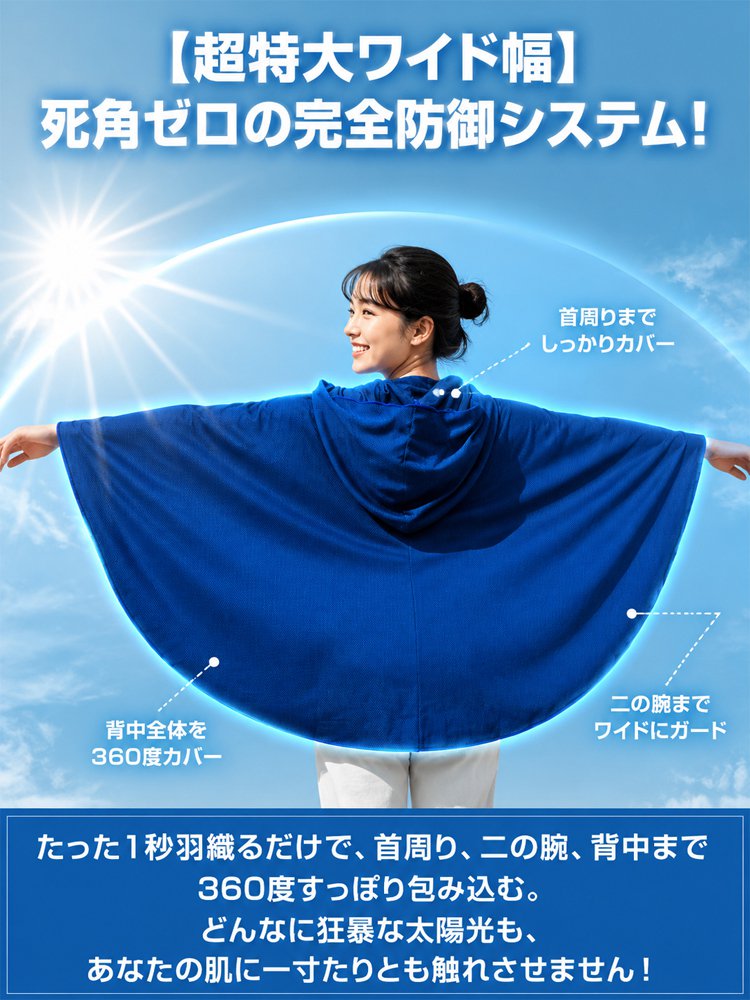 ひんやり速乾UVカット冷感ポンチョ