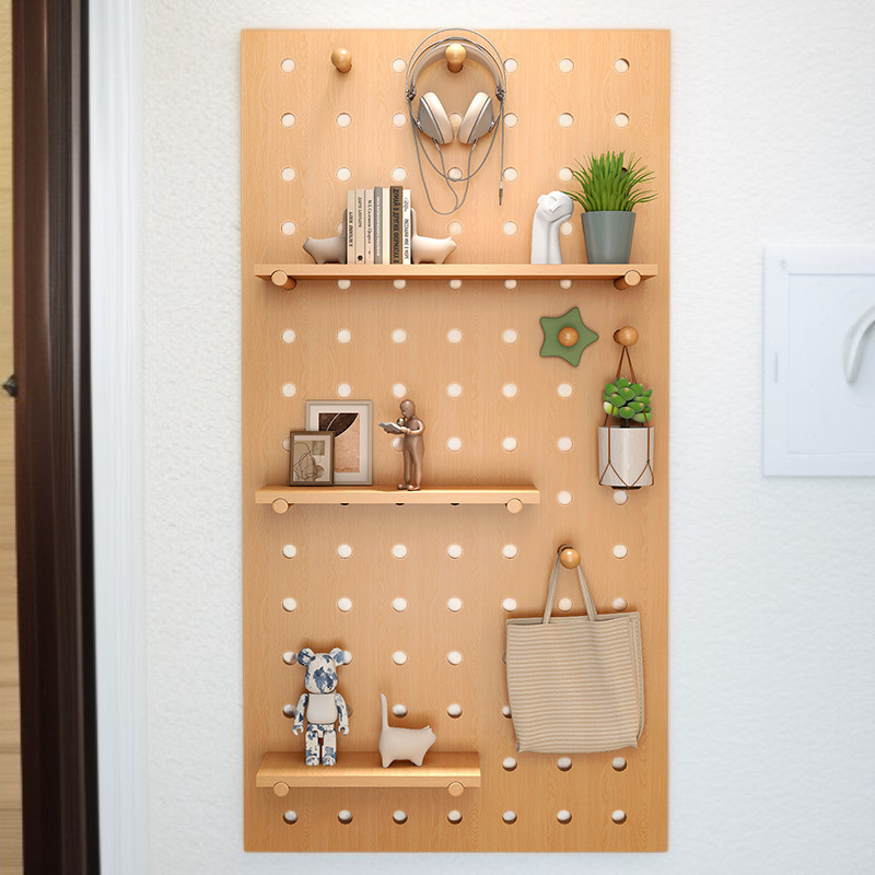 Solid Wood Entryway Wall-mounted Storage Display Rack