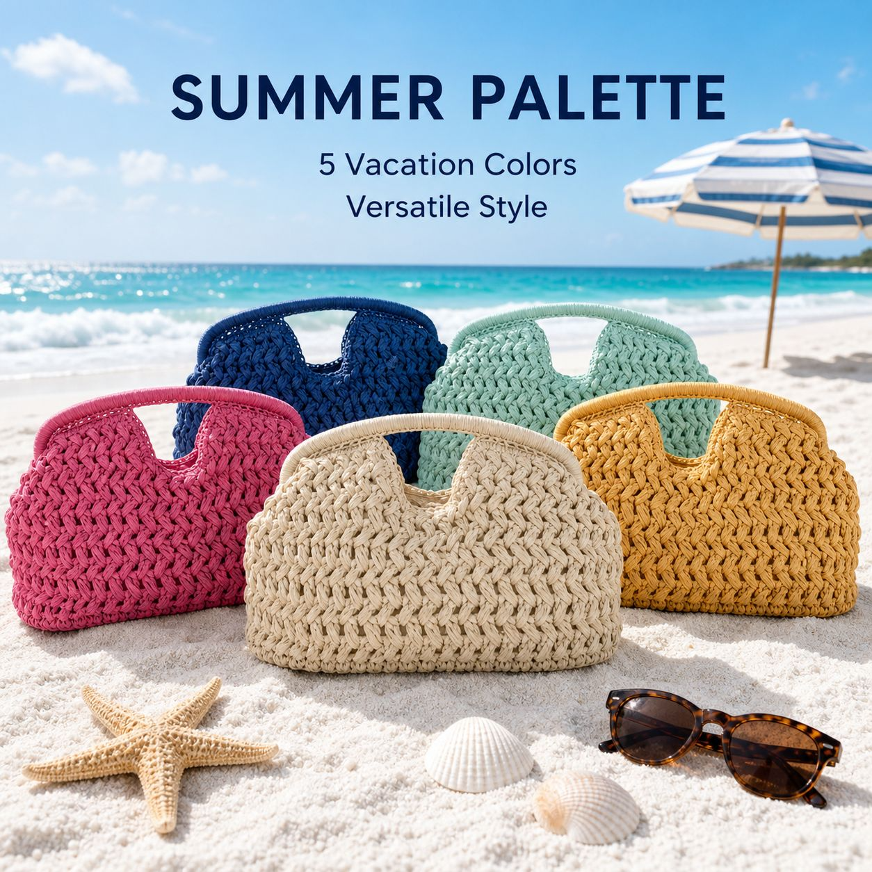 Handwoven Tote Bag for Women, 2026 Summer Beach Vacation New Style