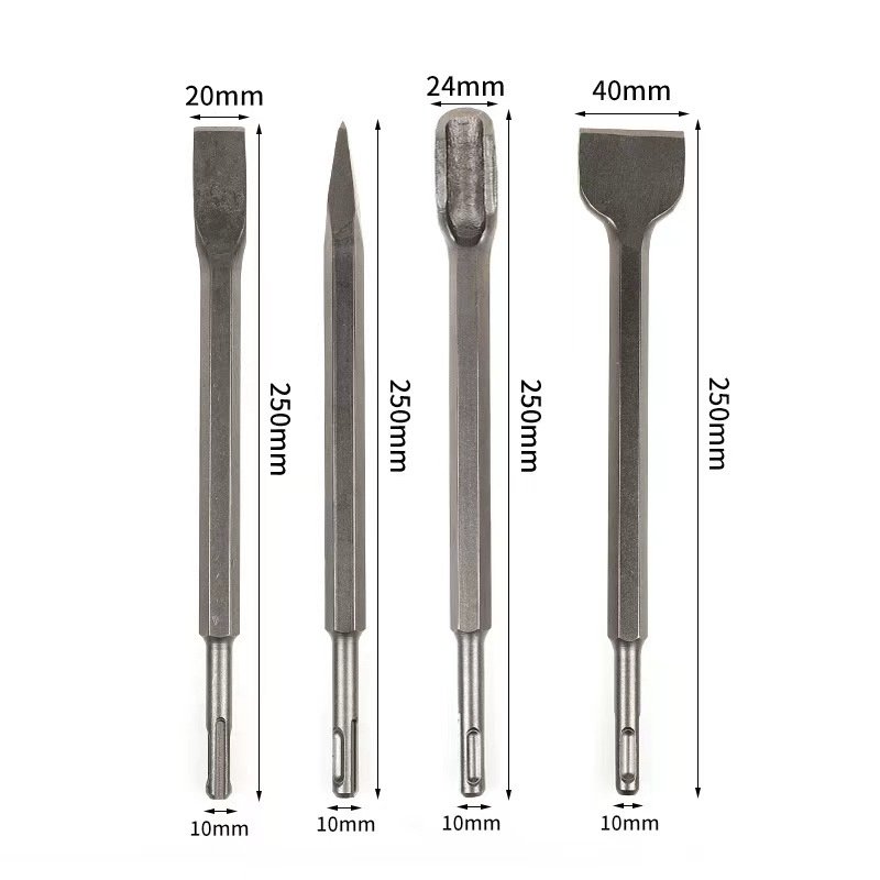 U型工具付き二溝ハンマードリルチゼルセット