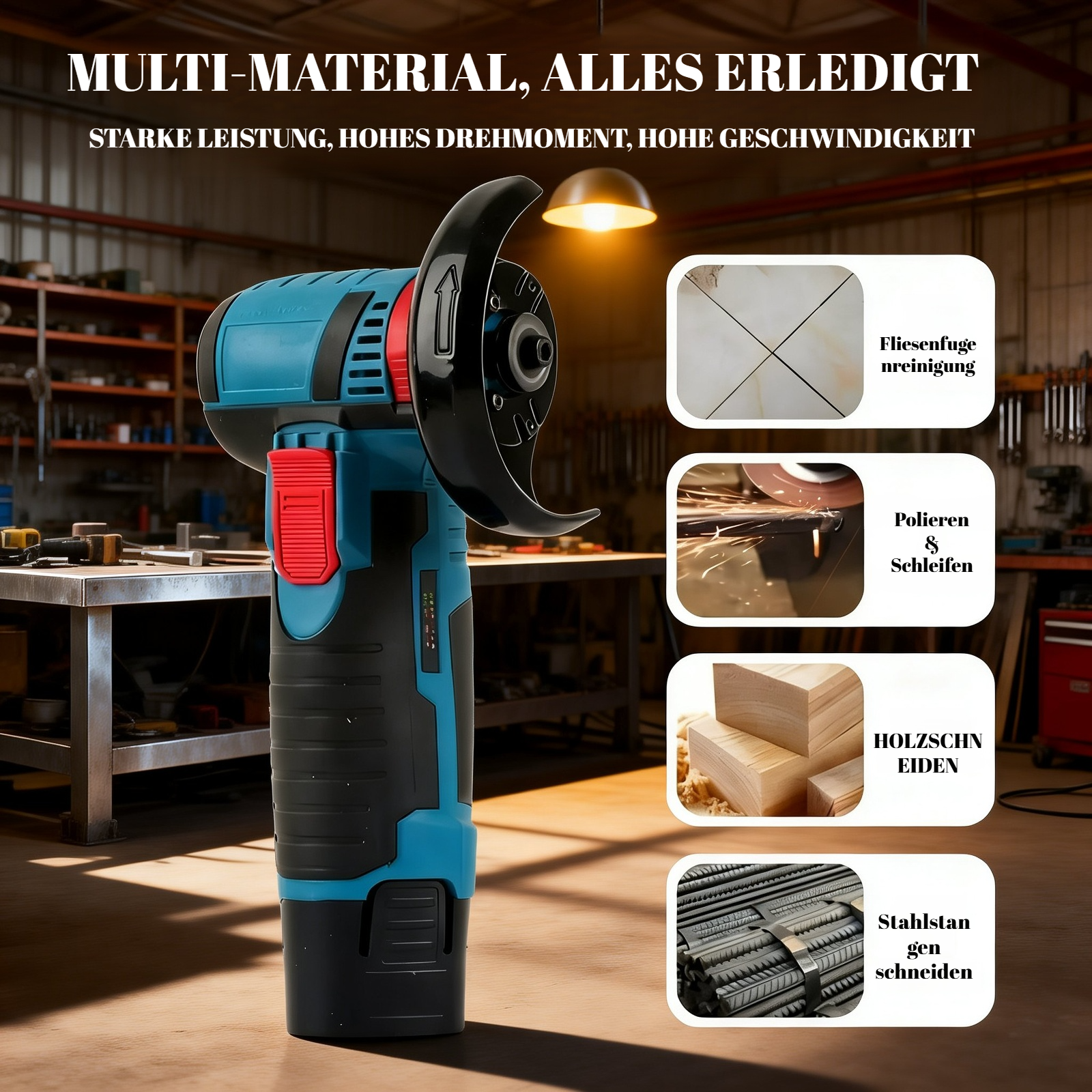 Kleine tragbare Akku-Winkelschleifmaschine für den Hausgebrauch