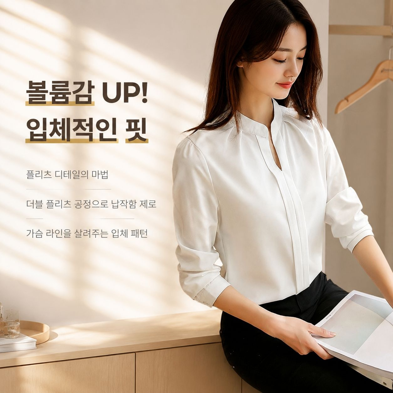 한국 스타일의 여름용 시폰 긴팔 셔츠, 우아하고 날씬해 보이는 효과