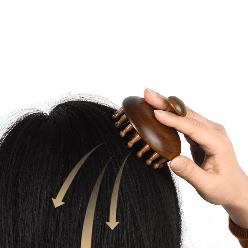 金絲檀木圓盤經絡按摩梳