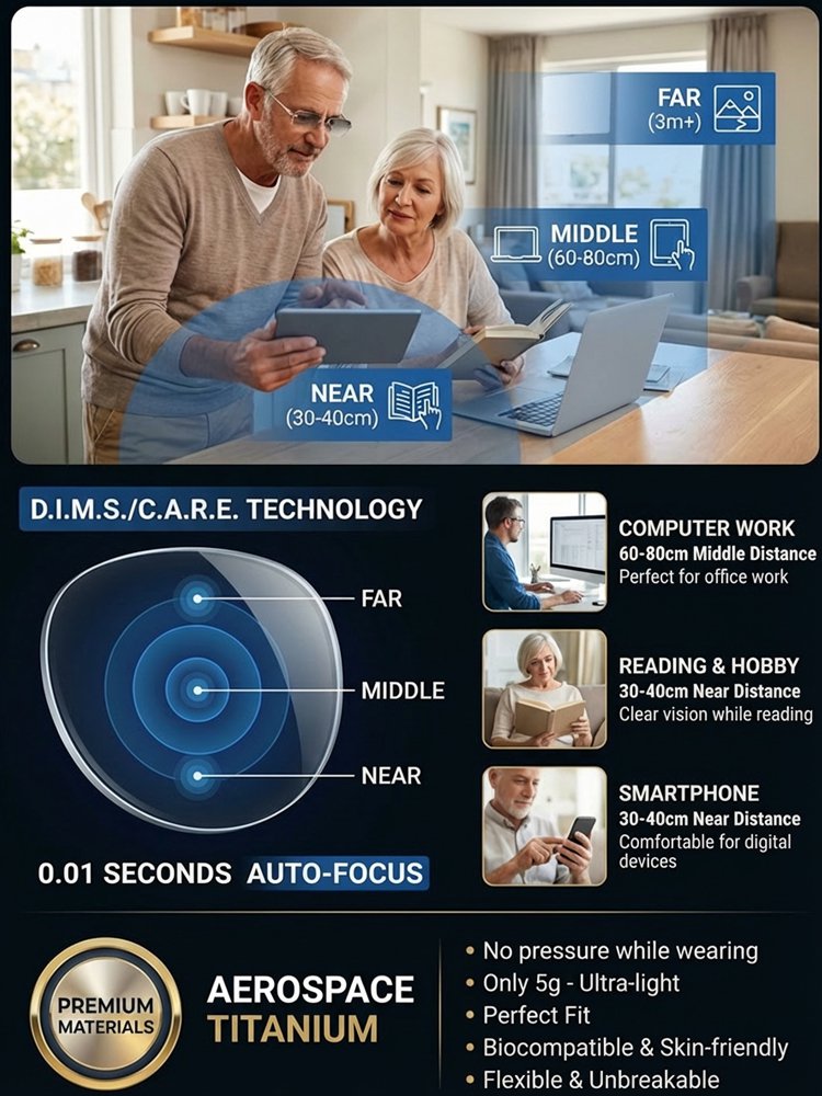 Photochromic Ultra-Light Frameless Reading Glasses