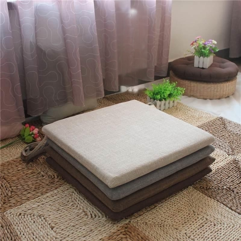 Detachable Washable Simple Linen Chair Cushion, Thickened and Breathable Seat Pad