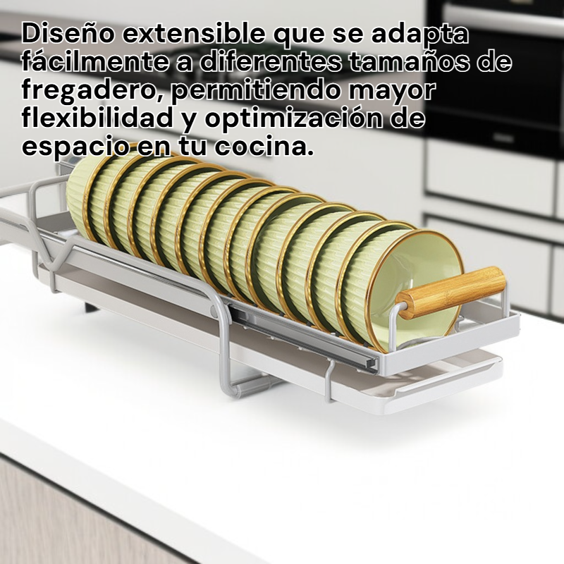 Organizador de platos y tazones de cocina, escurridor ajustable antideslizante