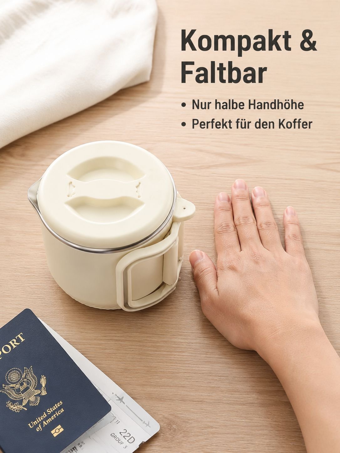 Tragbarer elektrischer Wasserkocher für unterwegs