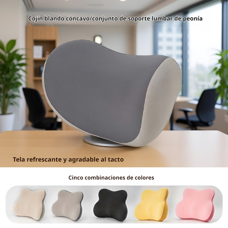 Cojín lumbar ergonómico para coche, soporte de espalda y cuello, almohada para reposacabezas