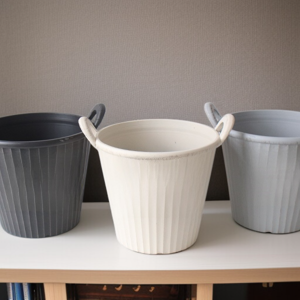 ヴィンテージ風ハンドル付き丸型プラスチックプランター 3834 3