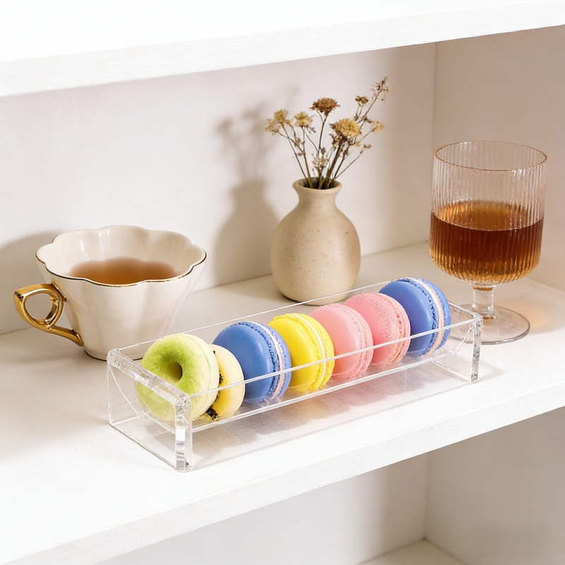 صينية عرض مستطيلة من الأكريليك للطعام والحلويات والفواكه والبسكويت