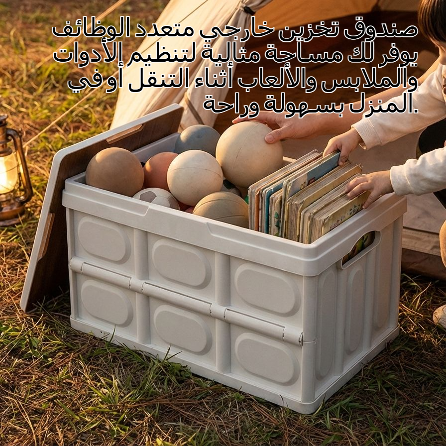 صندوق تخزين خارجي متعدد الوظائف، قابل للطي ومزود بمقبض