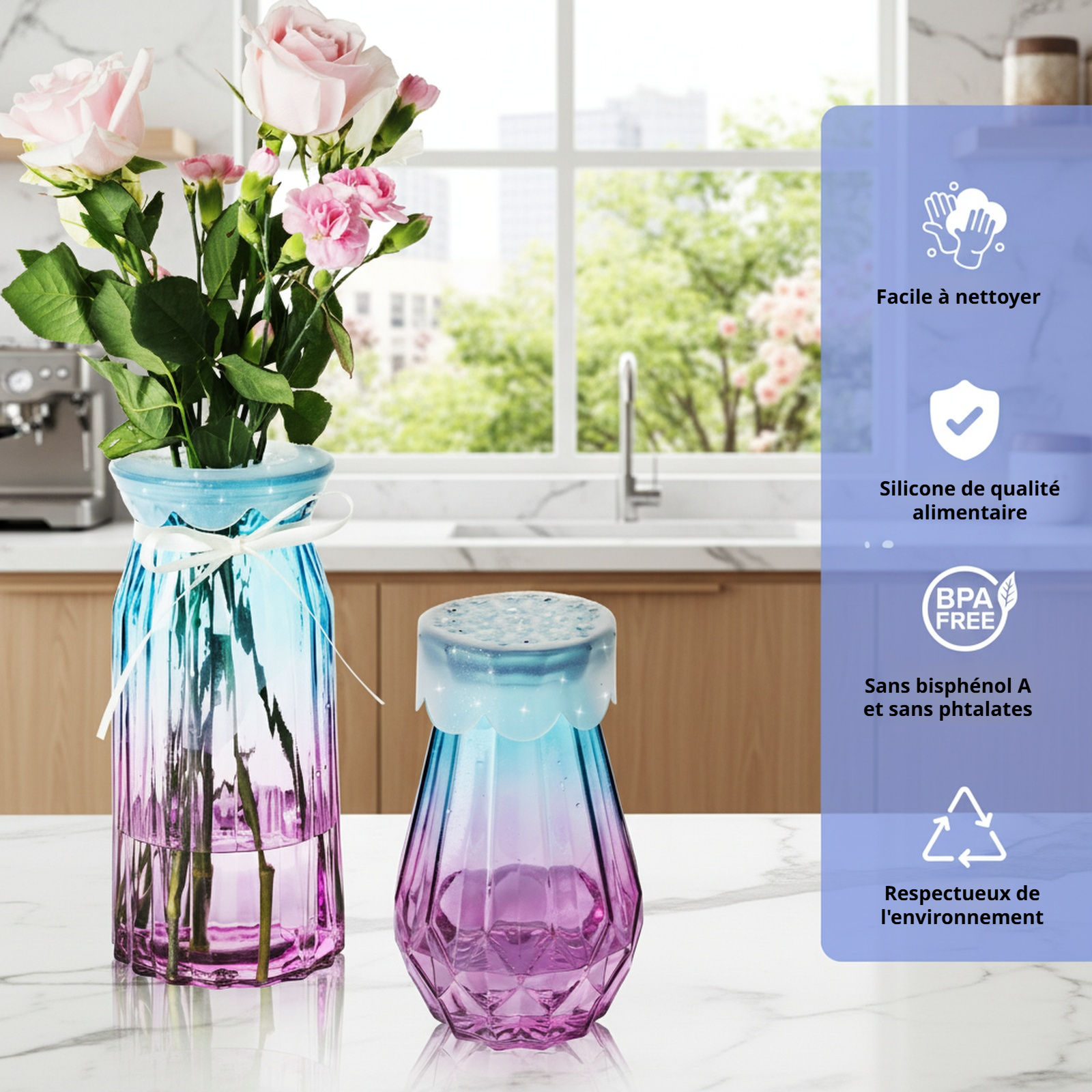Spirale en silicone installation facile sur vase