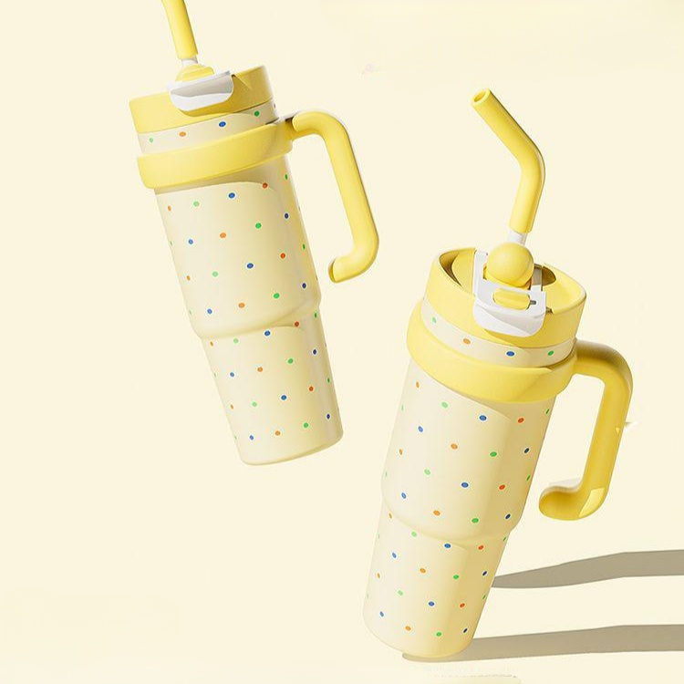 도트 대용량 보온컵 여성용 신상, 고급스러운 디자인, 초대형 휴대용 컵