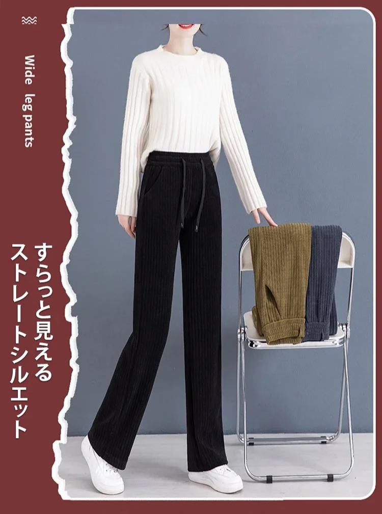 ウエストゴムコーデュロイパンツ全体画像