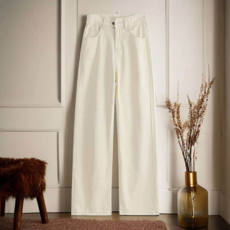 여성 와이드 카키 하이웨스트 슬림핏 캐주얼 팬츠 춘추 일자 청바지