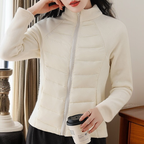 여성 아웃도어 패딩 화이트 슬림 트레이닝 아우터 하이넥 구속 없는 패딩