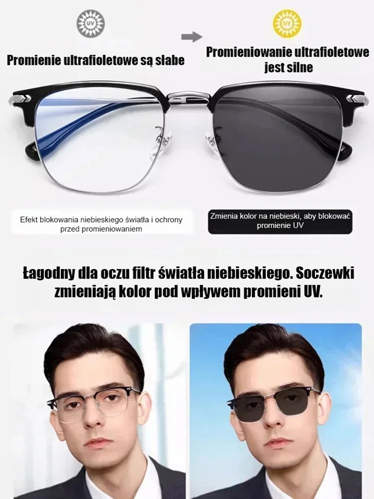Automatyczne okulary do czytania z funkcją zoomu i filtrem światła niebieskiego