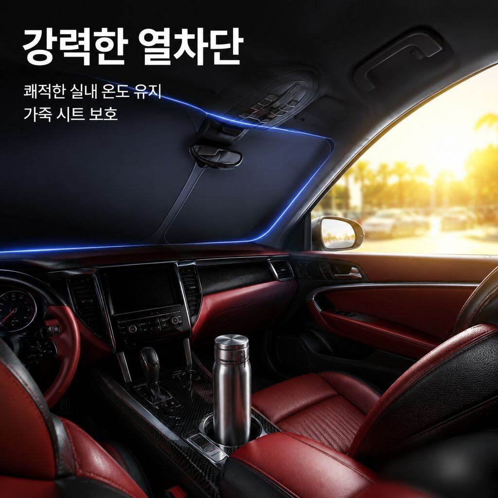 여름철 자동차 앞유리 햇빛 차단 방열 커버