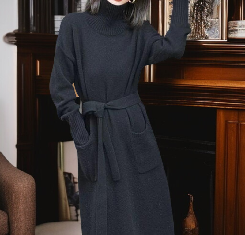 가을 겨울 롱 터틀넥 니트 원피스