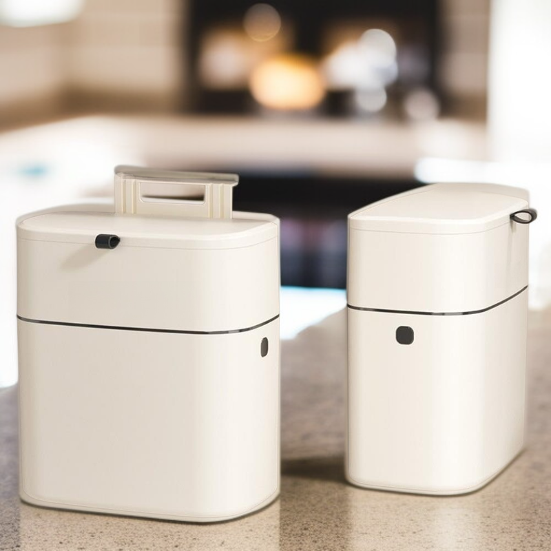Cubo de basura inteligente con sensor, para cocina, encimera, puerta de gabinete, con tapa