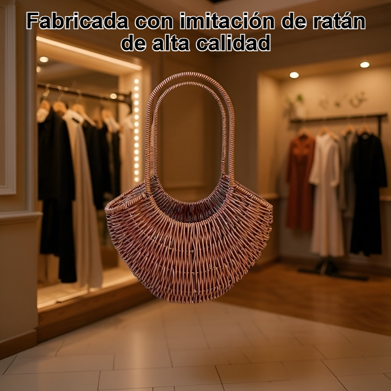 Cesta de flores de mano, cesta de frutas de imitación de ratán.