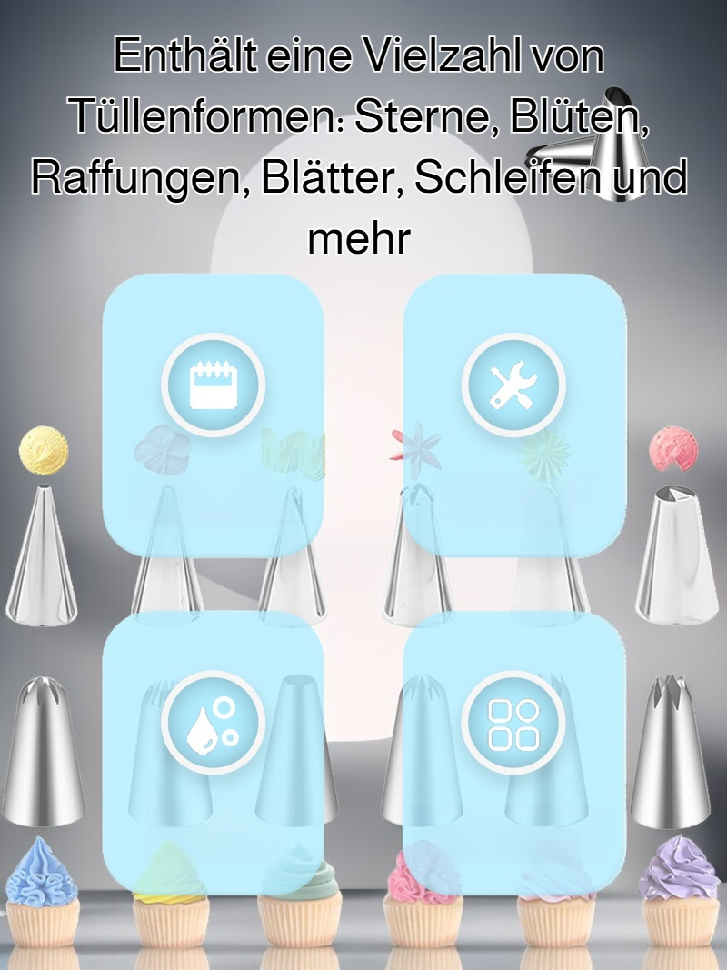 Verschiedene Spritztüllen für kreative Cupcake Designs