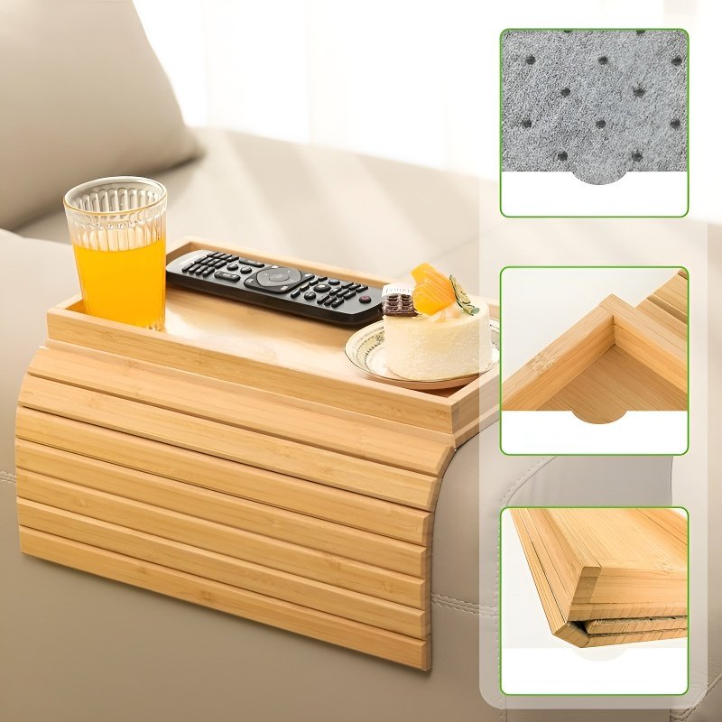 ถาดไม้ไผ่แบบพับได้ ถาดอาหารและผลไม้สารพัดประโยชน์