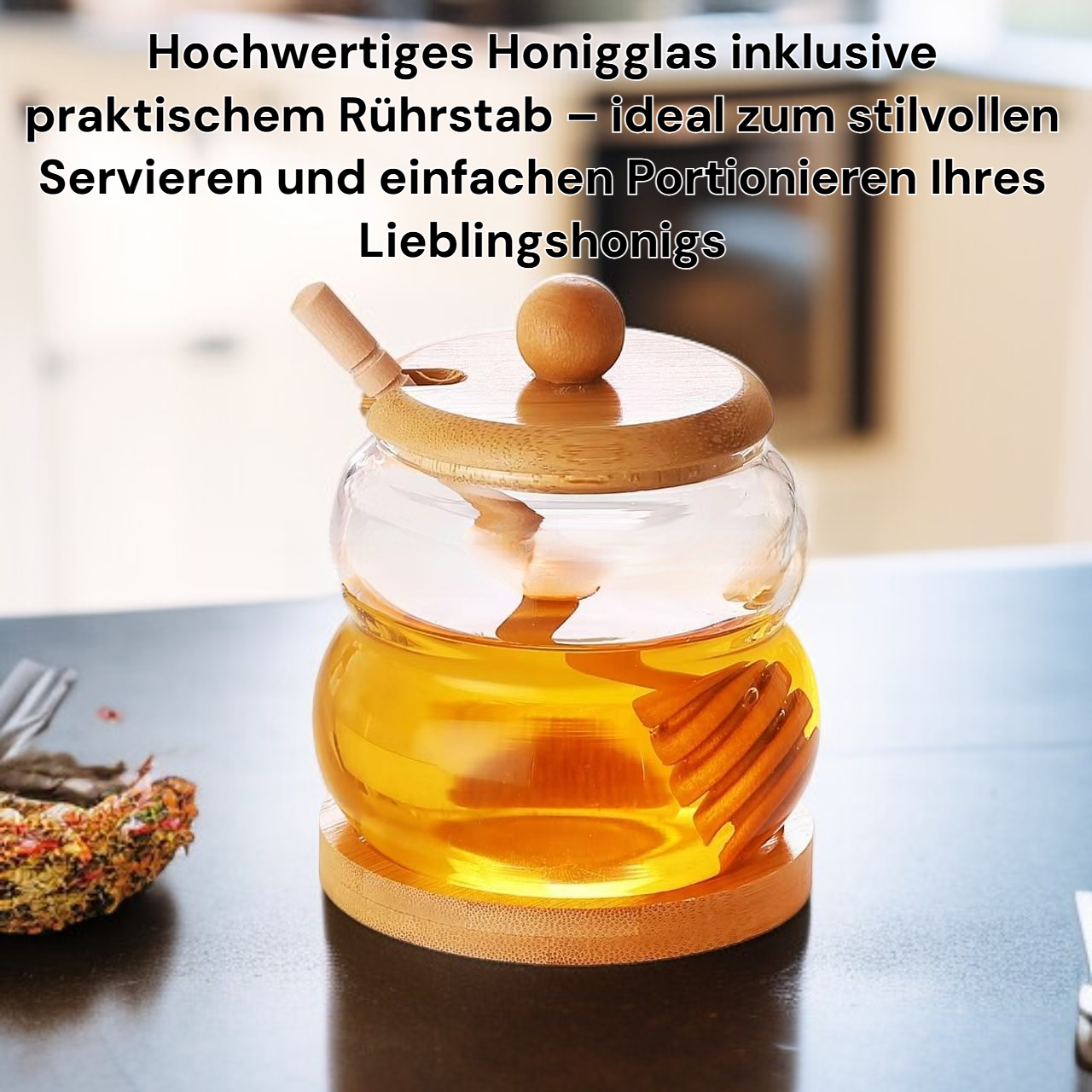 Honigglas mit Rührstab