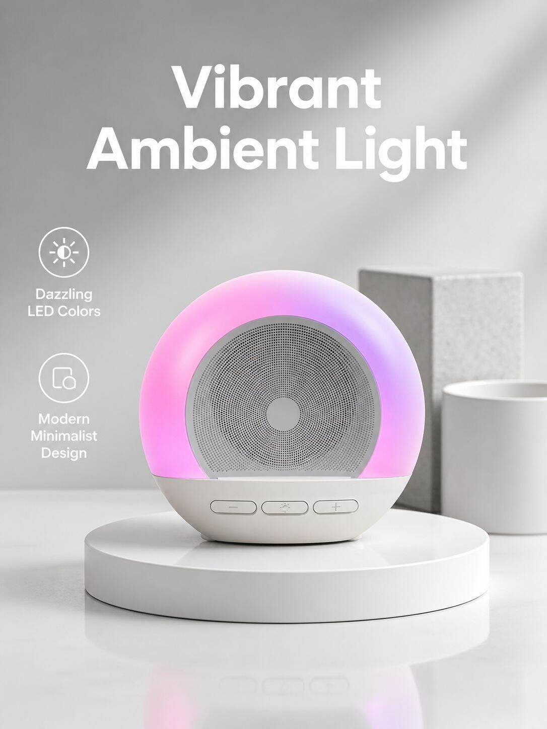 Colorful Ambient Lighting Mini Bluetooth Speaker with Built-in Microphone, Night Light Audio