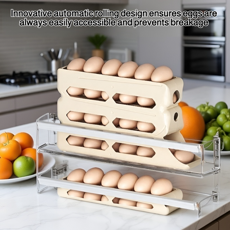 Automatic egg rolling egg storage box for refrigerator side door