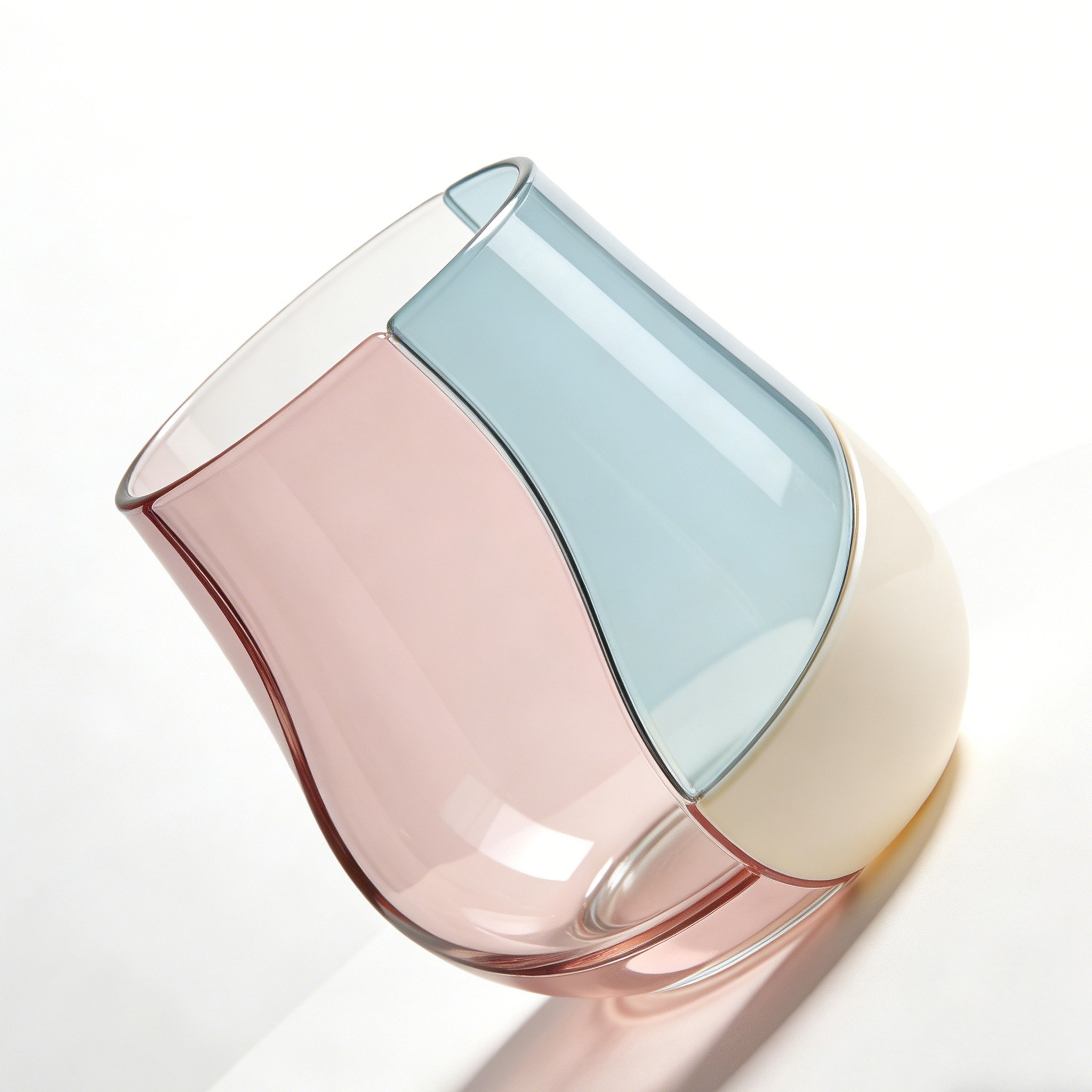 Set of 4 household glass water cups on kitchen table