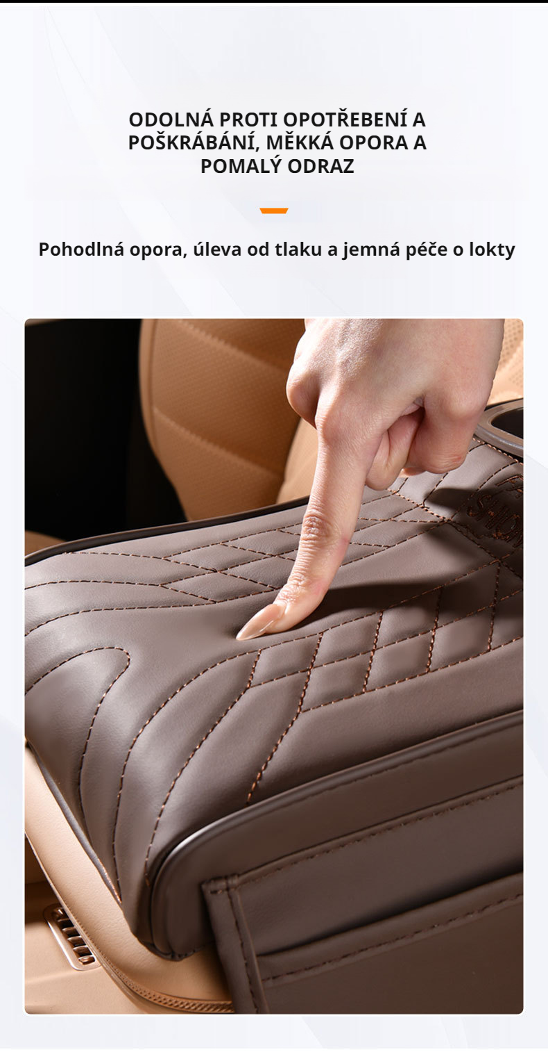 Detailní pohled na úložné kapsy čalouněné opěrky