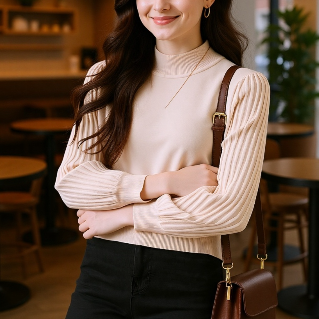  秋冬新作ヨーロピアン無地ハイネックセーター 女性用 高見えインナー