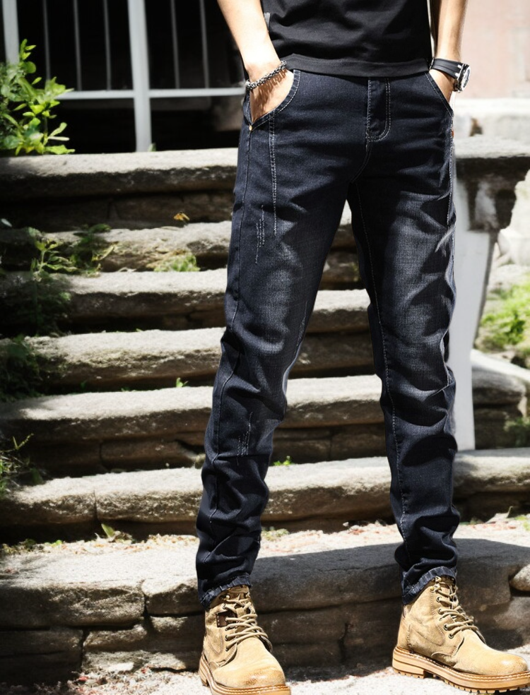 남자 슬림핏 스판 청바지 전체 이미지