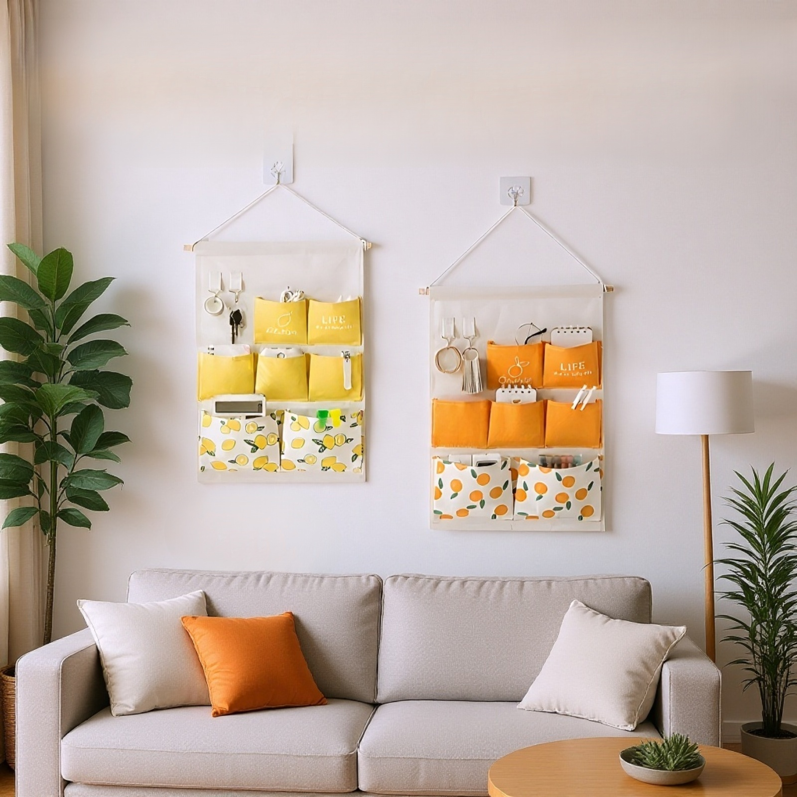 布製壁掛け収納バッグ ベッドサイドの壁 ドア掛け 携帯電話収納ポケット 寮の壁掛けアーティファクト