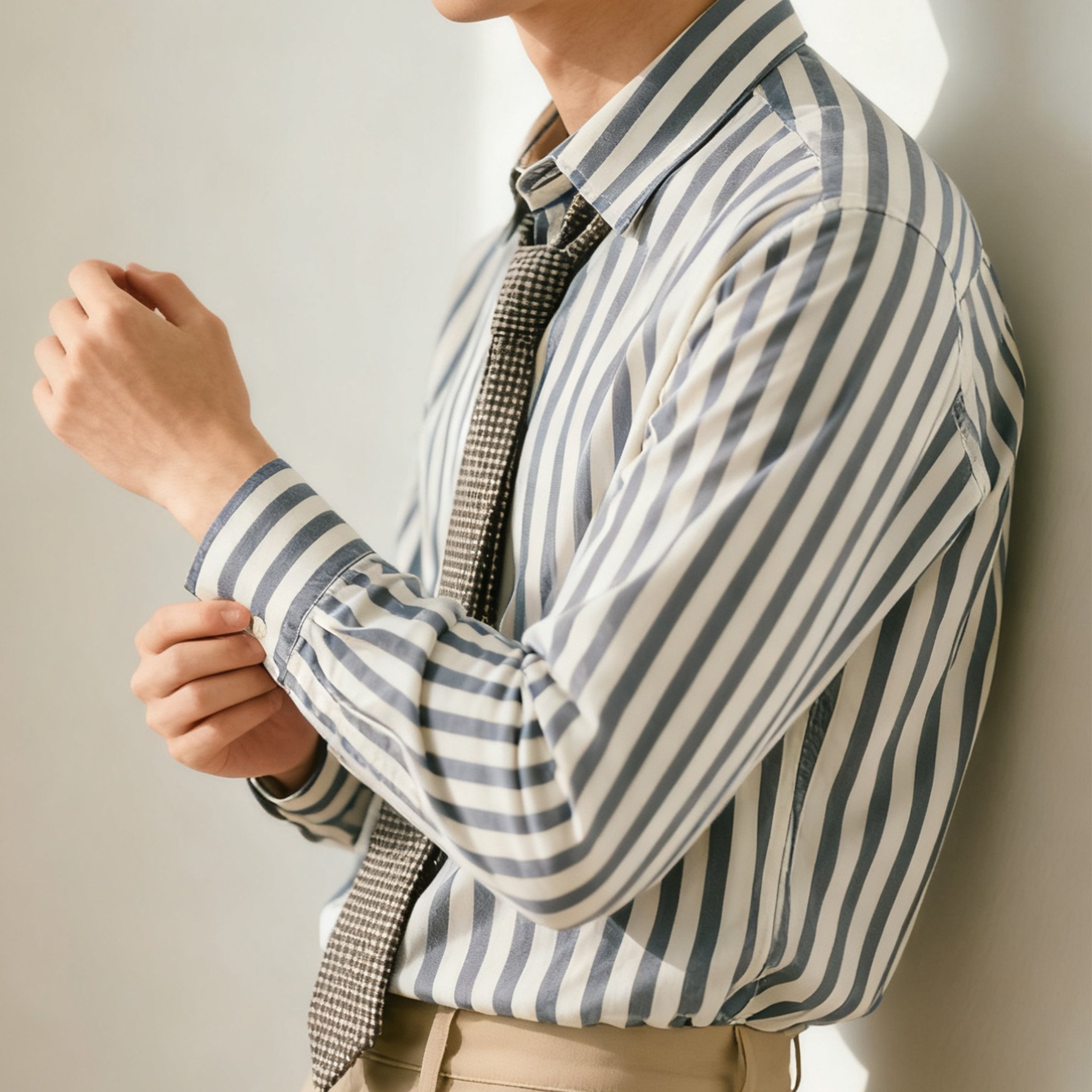 스트라이프 넥타이 디자인 셔츠 전면 이미지