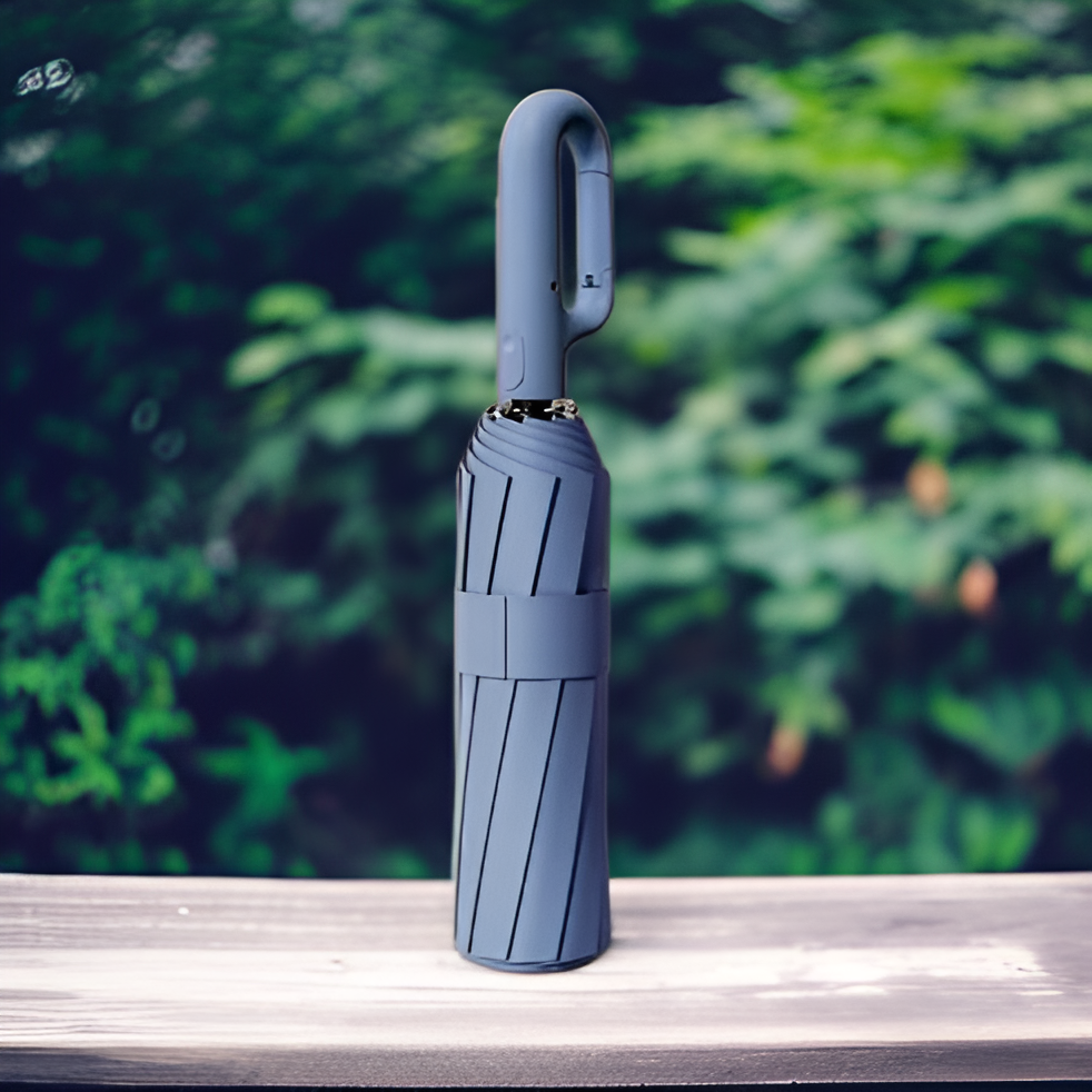 Automatic buckle black rubber umbrella for both sunny and rainy days