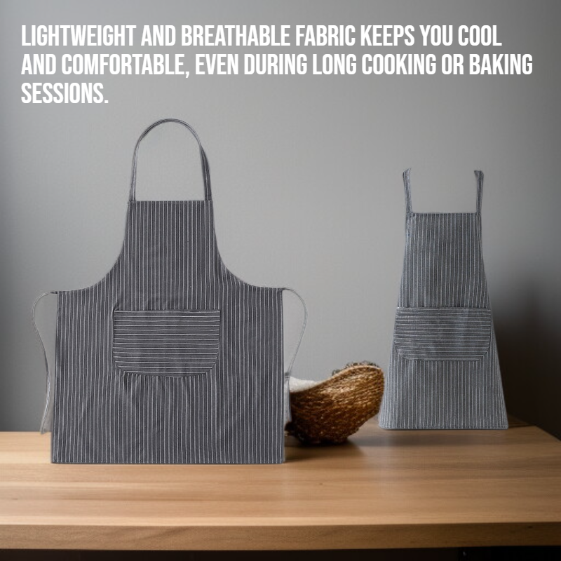 Adjustable striped cooking apron for home chefs