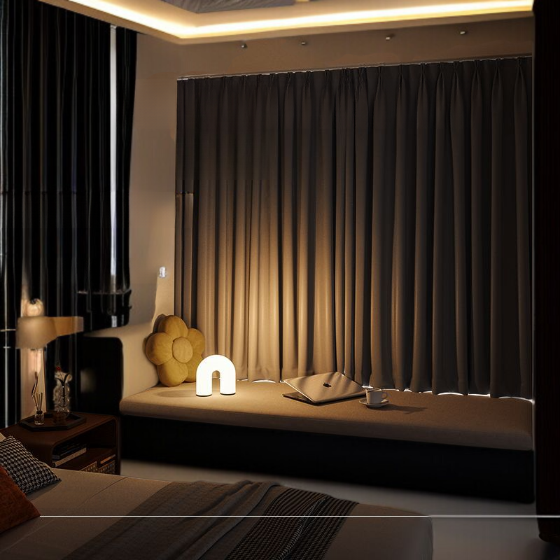 バルコニーフック遮光カーテン高精度グレー寝室カーテン仕上げカーテン熱と太陽の保護効果的な